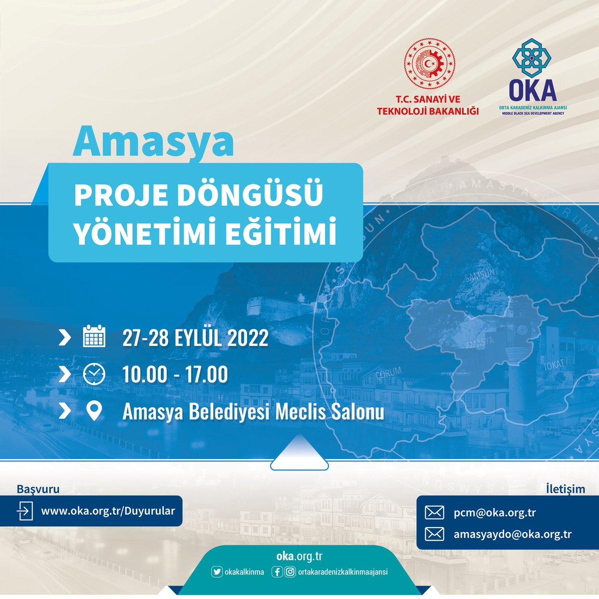 📢27-28 Eylül, Amasya Proje Döngüsü Yönetimi Eğitimi Başvuruları Devam Ediyor !

Bilgi ve başvuru için👉  
oka.ka.gov.tr/duyuru/eylul-a…

#AmasyaPCM 
<a href="/TCSanayi/">Sanayi ve Teknoloji Bakanlığı</a> <a href="/KalkinmaAjansGM/">Kalkınma Ajansları Genel Müdürlüğü</a> <a href="/InvestAmasya/">InvestAmasya</a>