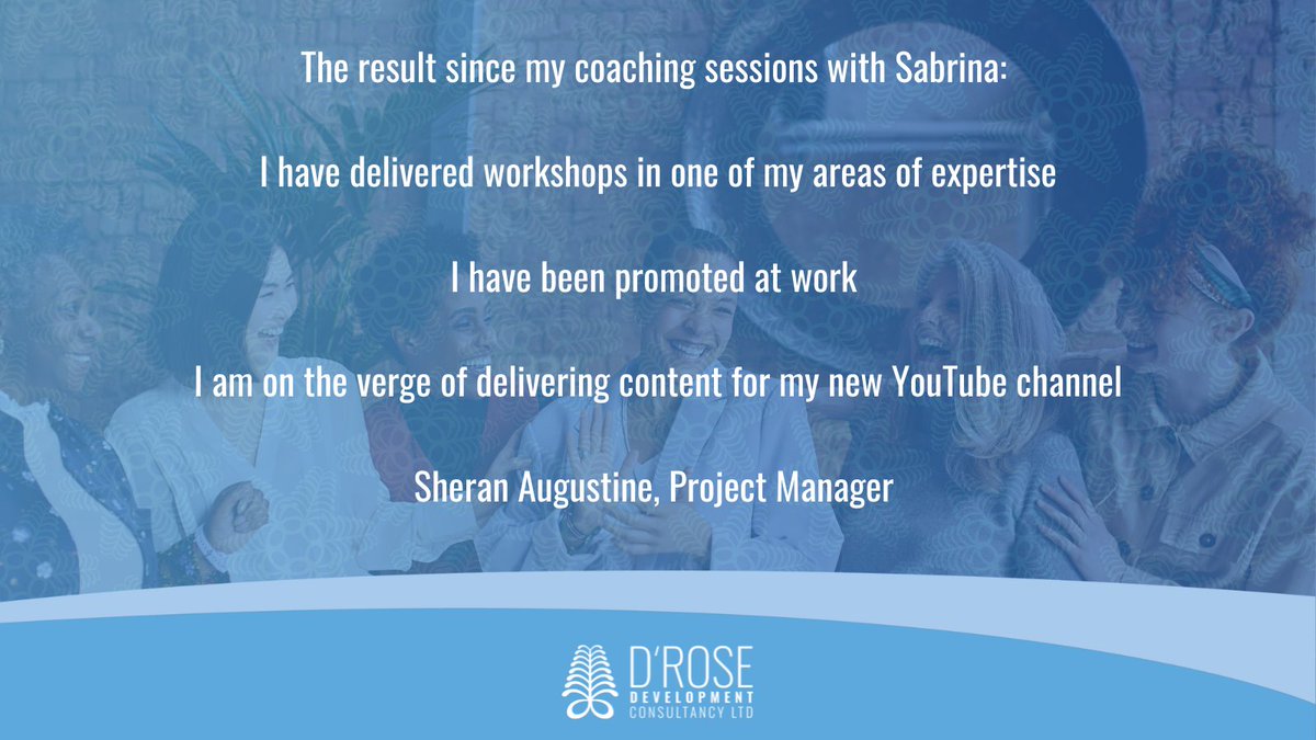 "Since working with D'Rose, I've been promoted at work" Sheran, Project Manager.

Find out how our coaching offering can help you refocus and re-energise your career - visit our website today: droseconsultancy.com

#BuildingExcellence #DiversityAndInclusion #EthicalBusiness
