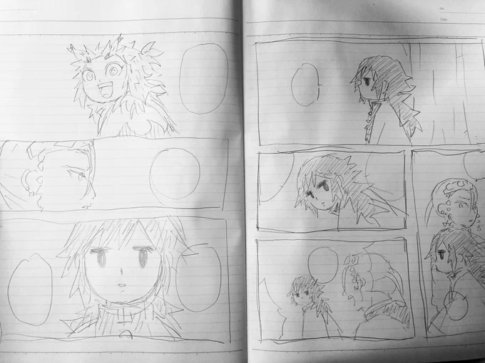 昼休みアナログ。続きの構図決めで描いたやつです。 