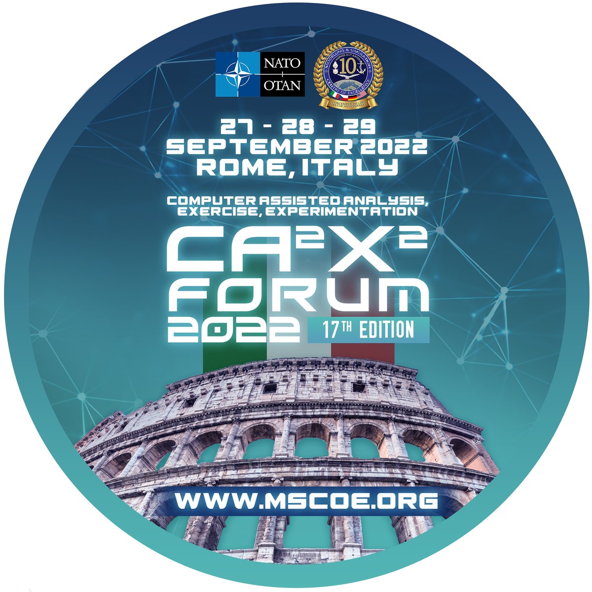 MSCOE_NATO's tweet photo. 📢Last call!!!
This is your last chance to register for the 17th NATO CA2X2 Forum 27-29 September 2022 in Rome
👉Info: https://t.co/bigeYLT1bA
@SM_Difesa @Esercito @ItalianAirForce @ItalianNavy @NATO_ACT #WEARENATO #WEAREACT #modelling #ArtificialIntelligence #university #CA2X2 https://t.co/uJQR69POst