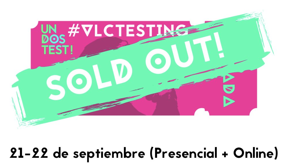 vjllacer's tweet photo. Otro año "SOLD OUT" 
Muchas gracias!!!!
Aun puedes inscribirte para la modalidad online
https://t.co/dg4L4kaYaI

#VLCTESTING
@ITI_TIC https://t.co/1ayT4BkPUH