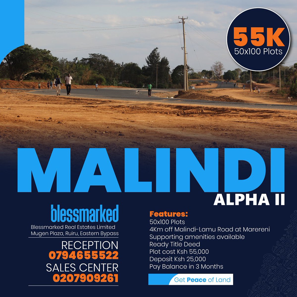 MyPropertyKe's tweet photo. #Blessmarked #RealEstates has affordable Alpha Gardens   Malindi. Get your 50x100 plot at 55K now. Talk to #Blessmarked today on 0207909261 (Sales Center) or 0794655522 #Malindi #Plots #MyProperty https://t.co/xtcL9FVif0