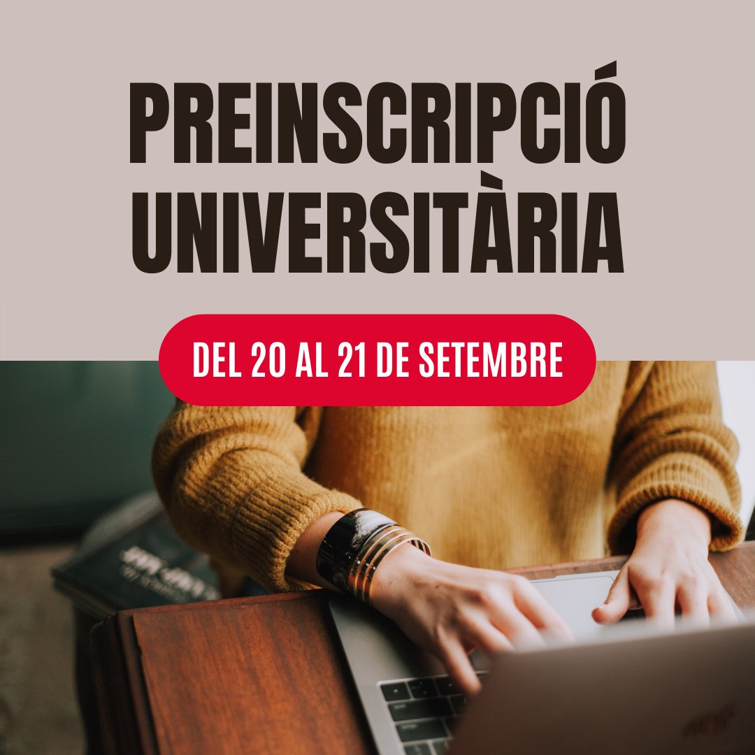 📢 Ja es pot fer la preinscripció universitària de la convocatòria extraordinària! 🗓️ Del 20 al 21 de setembre. 📝 Al portal d'accés a la universitat: bit.ly/2FTSjVD 👉 Consulta les places orientatives per a cada titulació: bit.ly/3UlUo3r