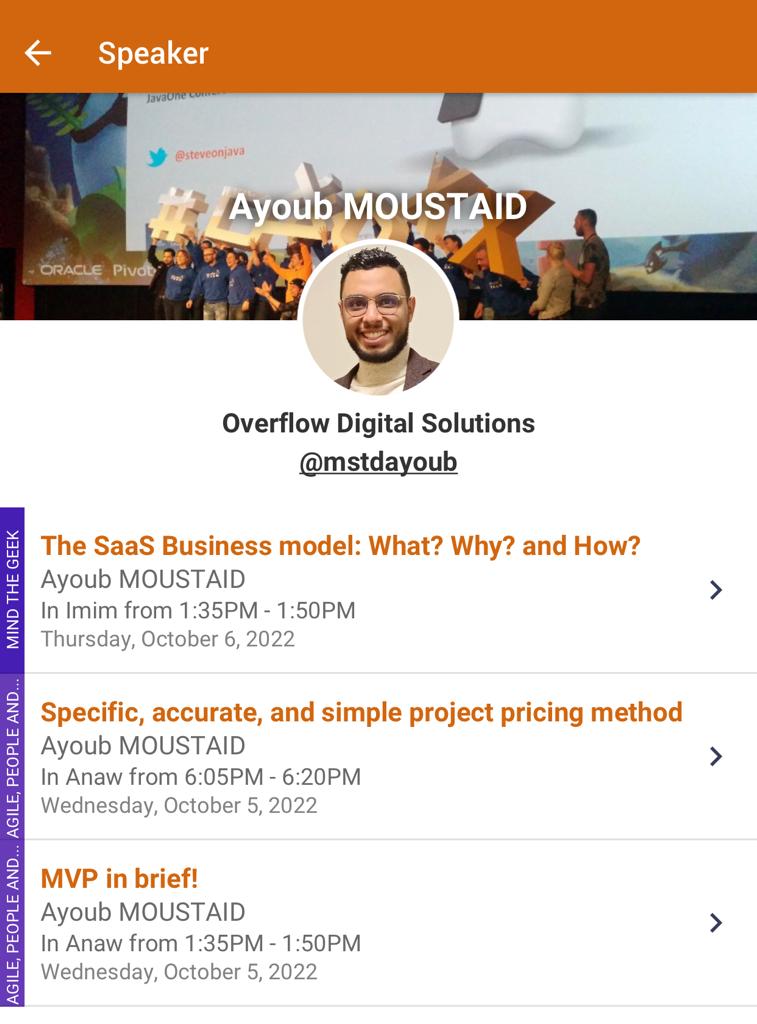 mstdayoub's tweet image. Devoxx Morocco 🇲🇦 (Oct. 4-6) Schedule is up! I&apos;ll have the pleasure to talk about #SaaS, #MVP, and #ProjectPricing in 3 sessions.

Who will be there?

#devoxx #morocco #techconference