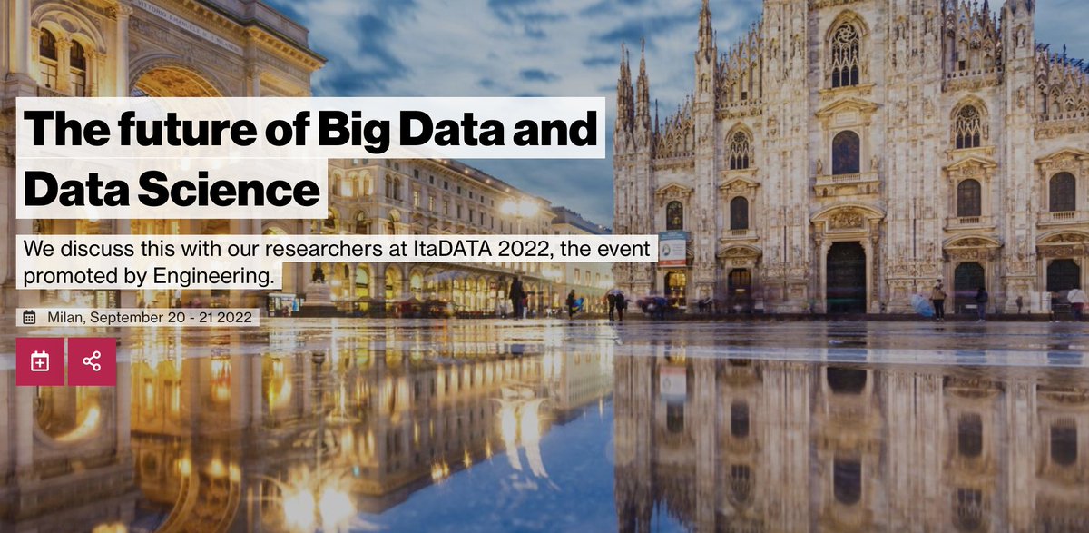 📣It's today and tomorrow in Milan : the #itadata2022 conference, the annual Italian conference on #BigData and #DataScience sponsored by our member <a href="/EngineeringSpa/">ENGINEERING GROUP</a>. 📊🇮🇹 During the first session, the INFINITECH project will be presented.♾
eng.it/en/whats-on/ev…
