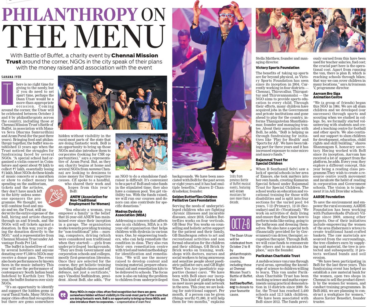 tniefeatures's tweet photo. With #BattleofBuffet, a #charity event by #Chennai Mission Trust around the corner, #NGOs in the city speak of their plans with funds raised.
#DaanUtsav #fundraising #donation #DaanUtsav2022
@NewIndianXpress @SahanaIyer5 @xpresstn
Click here to read: https://t.co/vYC8K0060l https://t.co/lrjgTqNhpX