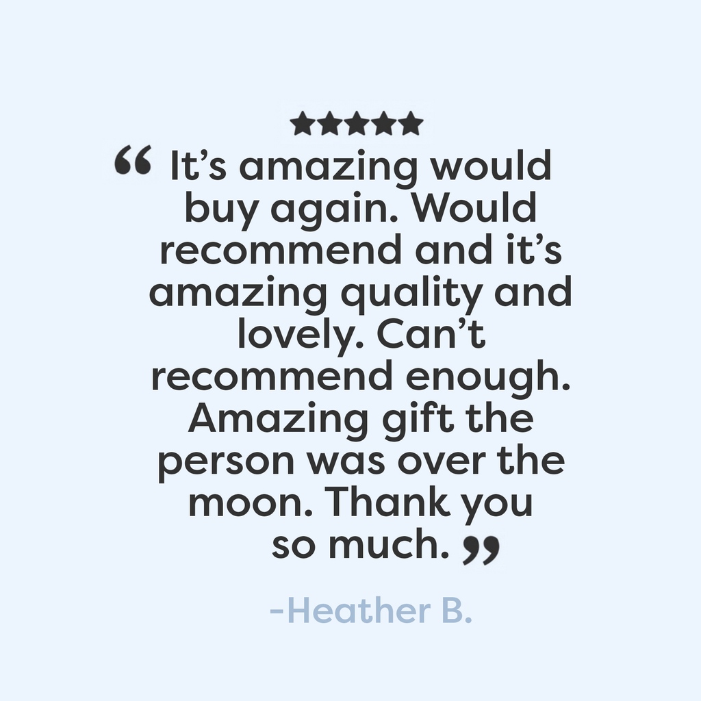 pepperpotstudio's tweet photo. ⭐️⭐️⭐️⭐️⭐️ "It’s amazing would buy again. Would recommend and it’s amazing quality and lovely. Can’t recommend enough. Amazing gift the person was over the moon. Thank you so much". - Heather B. https://t.co/AB3IKasUwG