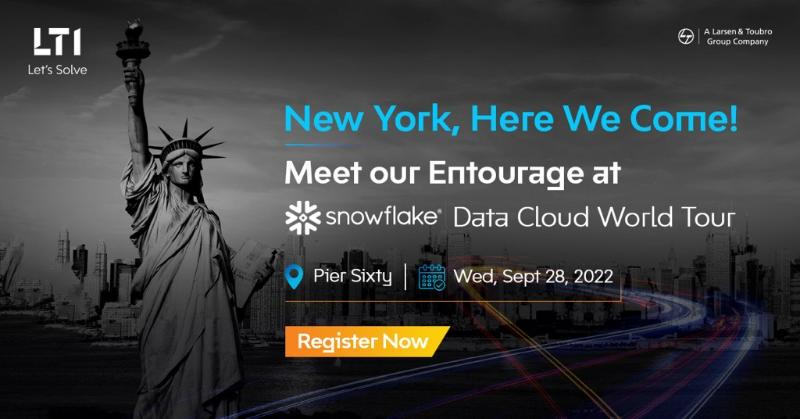 ltm_ofcl's tweet photo. New Yorkers, get ready to discover how our team executes at speed and monetizes at scale for our clients! Register now to meet us at the Snowflake Data Cloud World Tour ❄️ https://t.co/pJrQMl6eKN #LTIXSnowflake #Snowflake #DataCloud #SolvingwithData #NewYork #LetsSolve