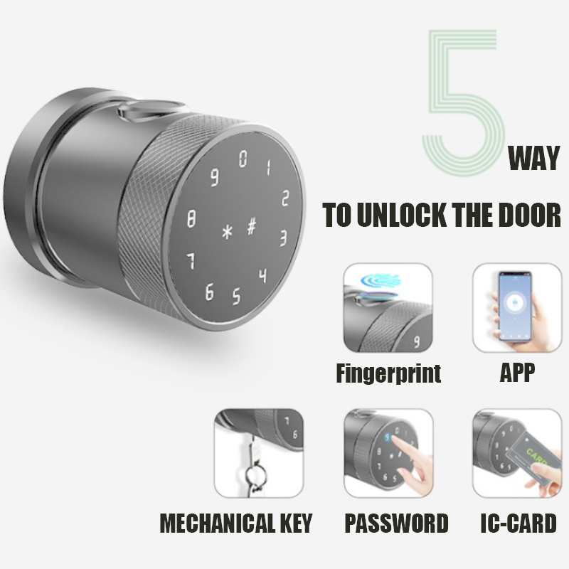 Fingerprint Smart Biometric Lock Quick Access Keyless Metal Security Anti-Theft door Lock be unclocked by 5 ways:
#Fingerprint, #Mechanicalkey, #Password, #Card, #Tuya #TTlock.