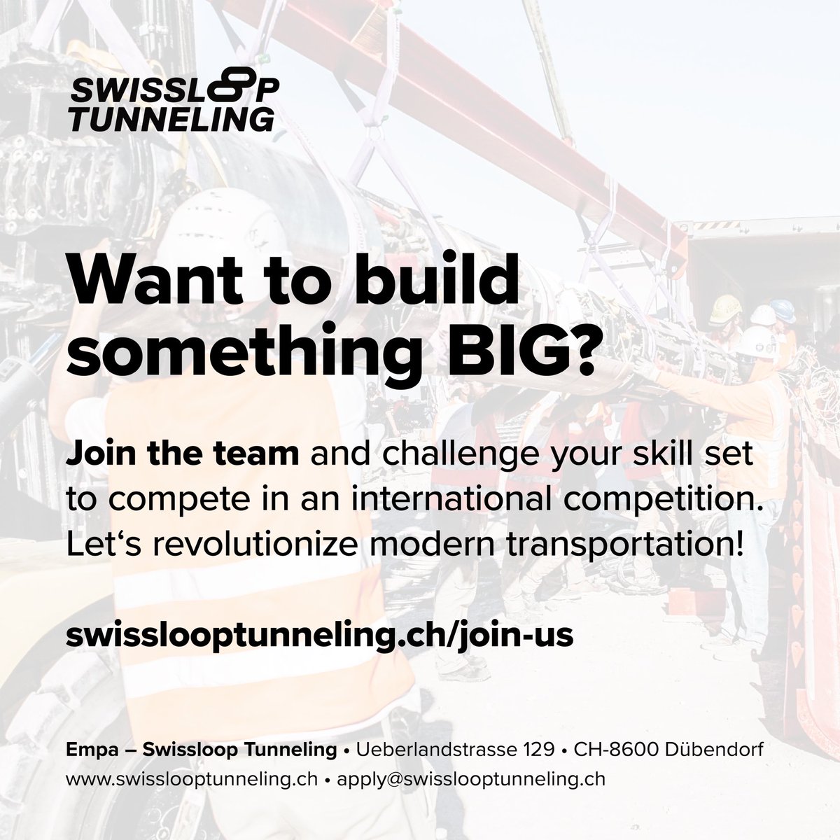 Get involved! Apply now! #join #swisslooptunneling #tunnelboringmachine #competition #nabc2023