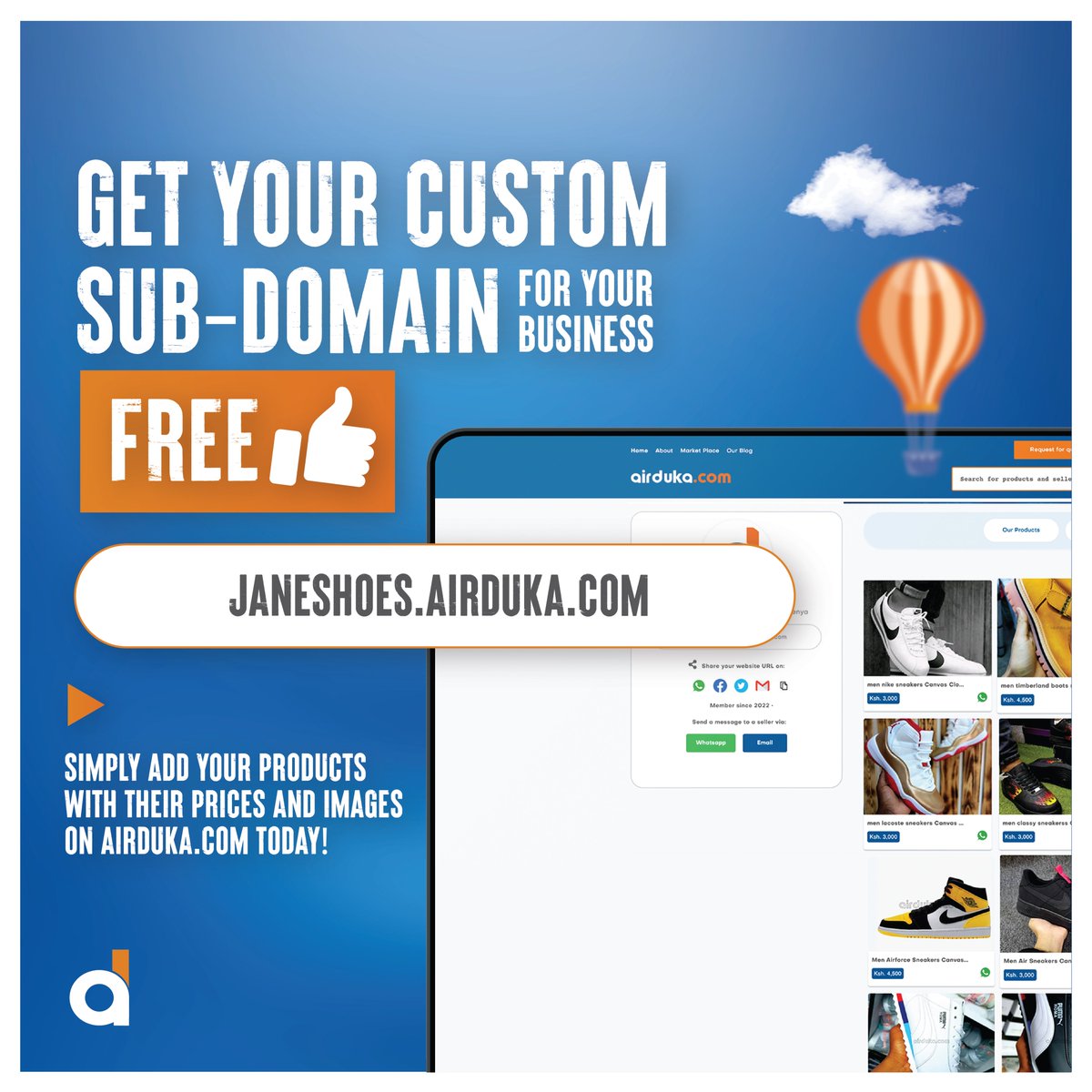 airdukait's tweet photo. You can now get a CUSTOM SUBDOMAIN for your business on https://t.co/9cNwoxQmqz! 
Visit: https://t.co/OutopHQbrL to sign up your business and get yours FREE🙌 
Talk to us on Whatsapp/Call for more information: 0111 108 000
#freesubdomains #signupfree #sellonairduka #airduka https://t.co/eZEfaHIEO8