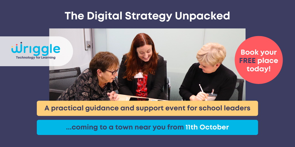 What does the new digital strategy mean to your school? 🤔

Join us at the Digital Strategy Unpacked events hosted in a town near you for:

➡️Guidance on digital planning 
➡️Using digital tools for accelerating learning 🚀

Register: bit.ly/DigitalStrateg…

#edtech #TechNews