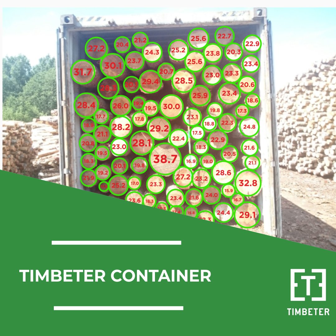 Timbeter's tweet photo. By using Timbeter Container users can take a picture of every load and quickly obtain the information on the piece count, the volume, and the diameters of each individual log.
https://t.co/Zt0K2CExCt
#timbeter #AI #sustainability #forestry #logging #timber #exports #tradings https://t.co/9TwRXYMq9b