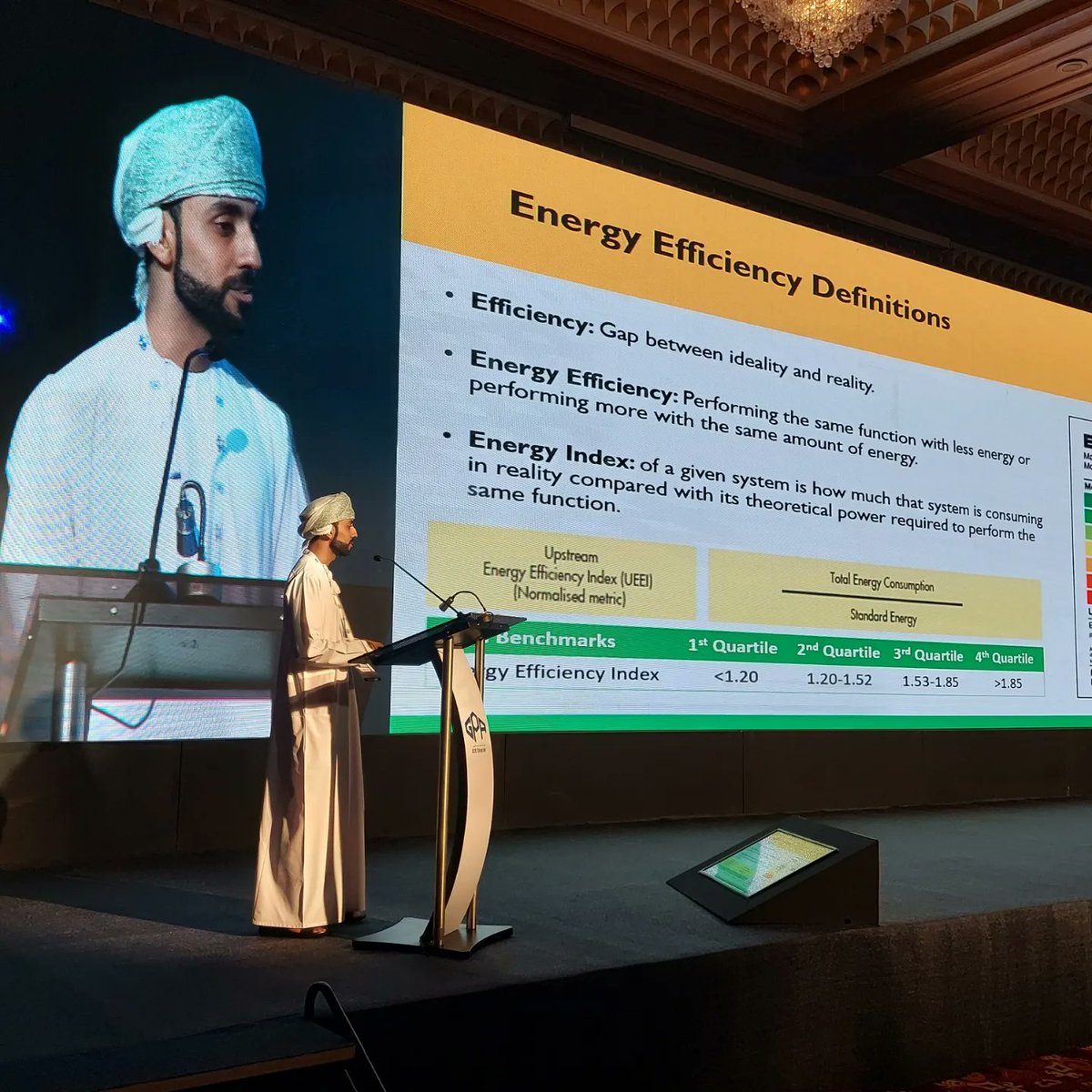 gpa_gcc_chapter's tweet photo. #Day3 Morning Session
Presenter: Mazin Al-Qasmi, @PDO_OM
Topic: Energy Efficiency Achievements in Gas Processing Operation
#GPAGCCChapter #gasprocessing #gpagcc #day3 #oilandgasindustry #kuwait #conference #Exhibition #speaker #session #technicalsession #Presenter https://t.co/ZyBaYNBx5g