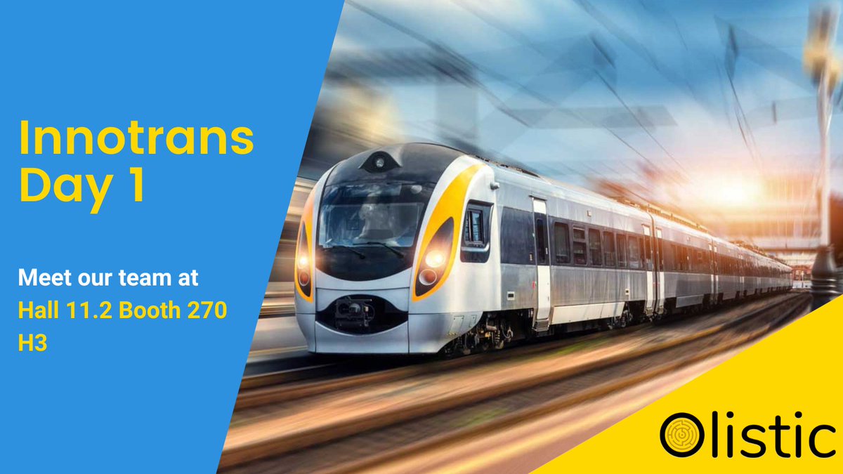 🚄 <a href="/InnoTrans/">InnoTrans</a> Let's go for Day 1 ! We are happy to see you again in this unique trade faire for #transport #technology.

📢 Come and discover #Olistic, the first #maintenance #management and #ILS platform for #railway !

👉 Hall 11.2 Booth 270 H3