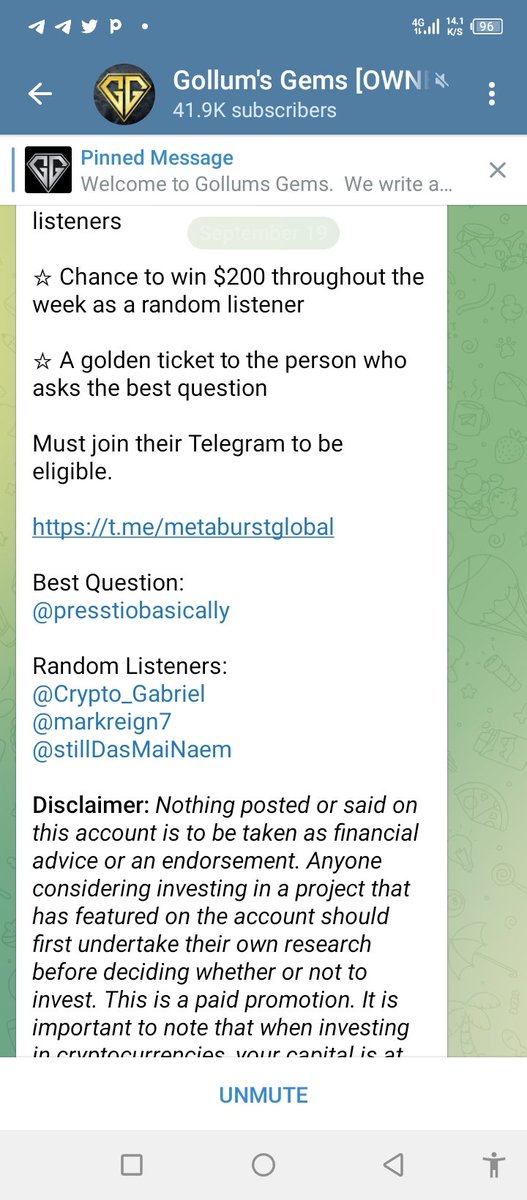 Crypto_Gabriel1's tweet photo. So excited right now.๐บ๐บ๐บ
Thank you so much @GollumsGems for this amazing reward.
I got picked as on of the random listeners during the AMA with @Metaburstio. ๐ฅณ๐ฅณ๐ฅณ
#GOLLUMSGEMS
#GGTAKEOVER
#AMA
#CRYPTO https://t.co/C9IilKVGy2