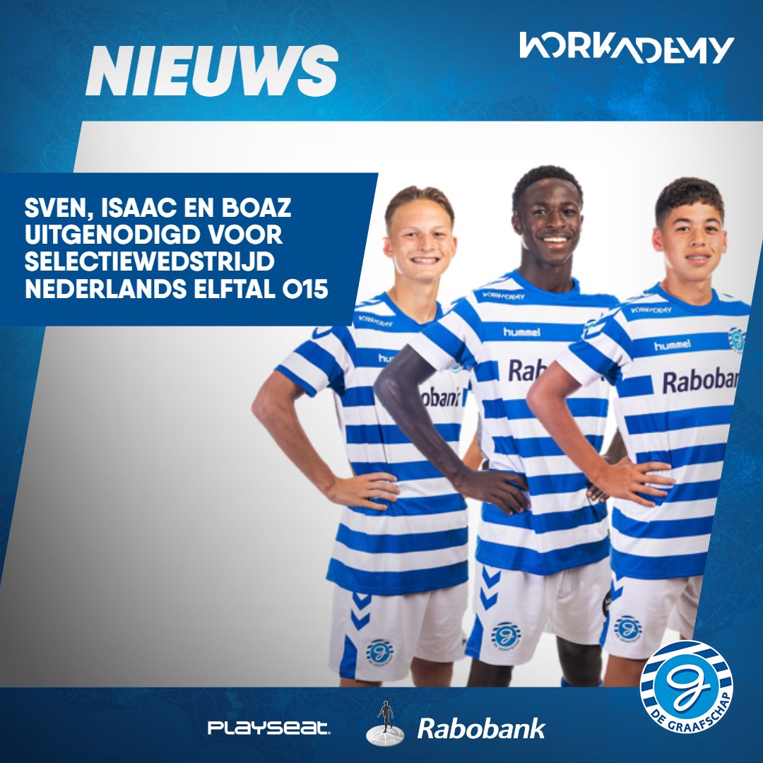 𝑶𝒓𝒂𝒏𝒋𝒆 𝑶𝟏𝟓 🟠

✉️Sven Rutjes, Isaac Compaore en Boaz Barzuwa zijn uitgenodigd in Zeist voor een selectiewedstrijd voor het Nederlands Elftal O15, klasse mannen! 💪

#DeGraafschapJO #Veurdetoekomst