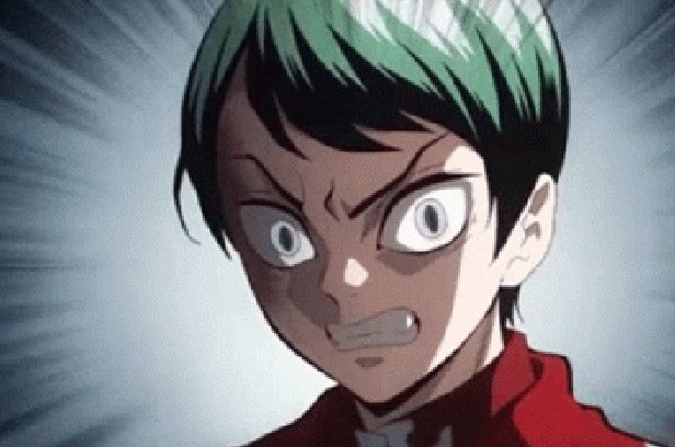 ANGRYGREENBOY's tweet photo. Alza una ceja, le mira sorprendido, pestañea, sus pupilas se iluminan

—... —

Continúa pestañeando, abre más sus labios

— ¡SANEMI! — lo señala gritando de emoción, aunque aparentemente pueda parecer cabreado https://t.co/SZcErrwjUX