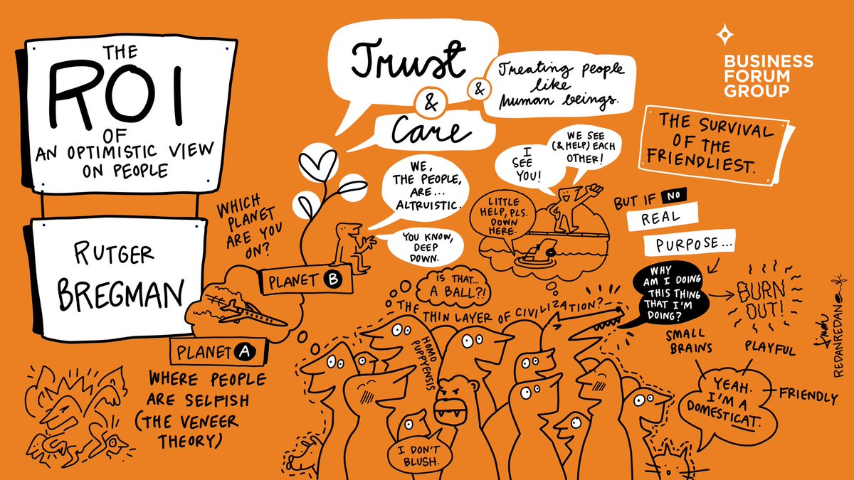 NBForumHQ's tweet photo. The key message that we got from @rcbregman is that even though humans are capable of bad things, science proofs that we actually are inherently good. Treating people by this realization has a great ROI for any leader. Check out the key take aways by @saurau 💎 #nbforum2022 https://t.co/SyO2hMHgCn