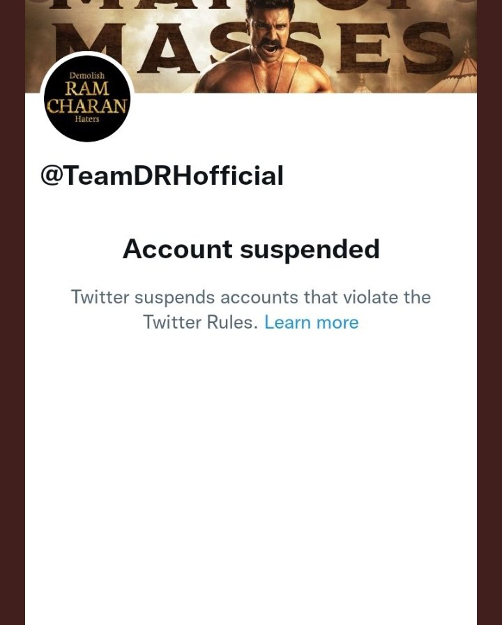#Ramcharan all fcs oksarei  Sudden ga Suspended  avdam enti  @Twitter 🙏