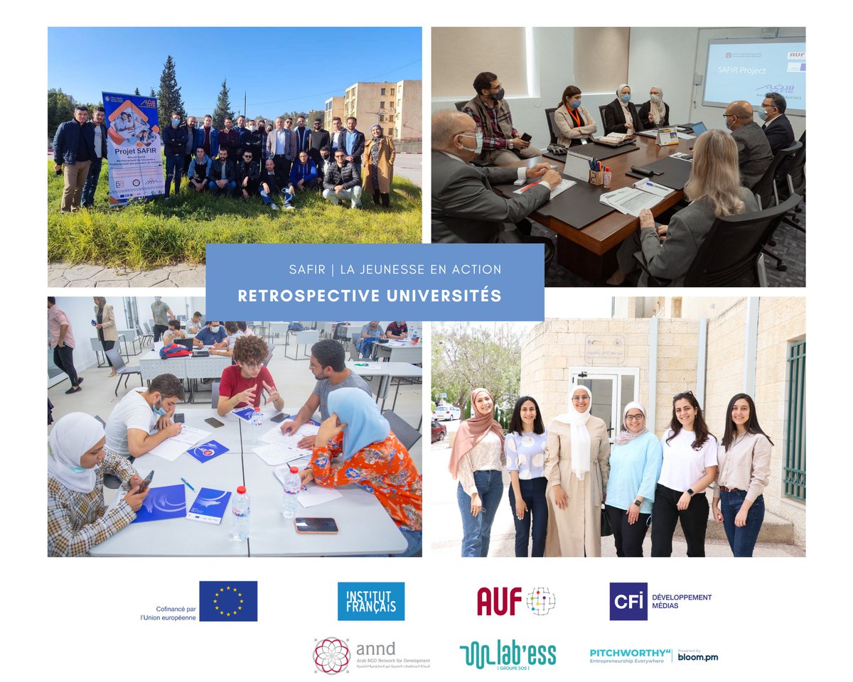 Safir_EU's tweet photo. #SafirEU | Rétrospective universités 🎓

⏰ Dernier jour avant la rencontre régionale qui réunira la communauté Safir à #Beyrouth, pour 3 jours de formation et de networking !

👉 Cette 2ème année a été riche en activités pour les universités membres de @Safir_EU  !  🌞 https://t.co/yt25PVqNoA