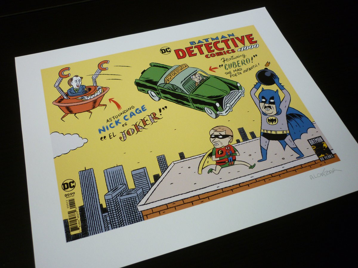 Por lo visto, el otro día fue San Batman y se me pasó poner mi mejor (er, única?) aportación al culto: esta blank cover encargo del bueno de <a href="/carloscborra/">Carlos Zoom</a> con el mejor Batman hasta ahora + Cage, Federico &amp; Cubero de actores secundarios. La lámina, aquí: pacoalcazar.bigcartel.com/products