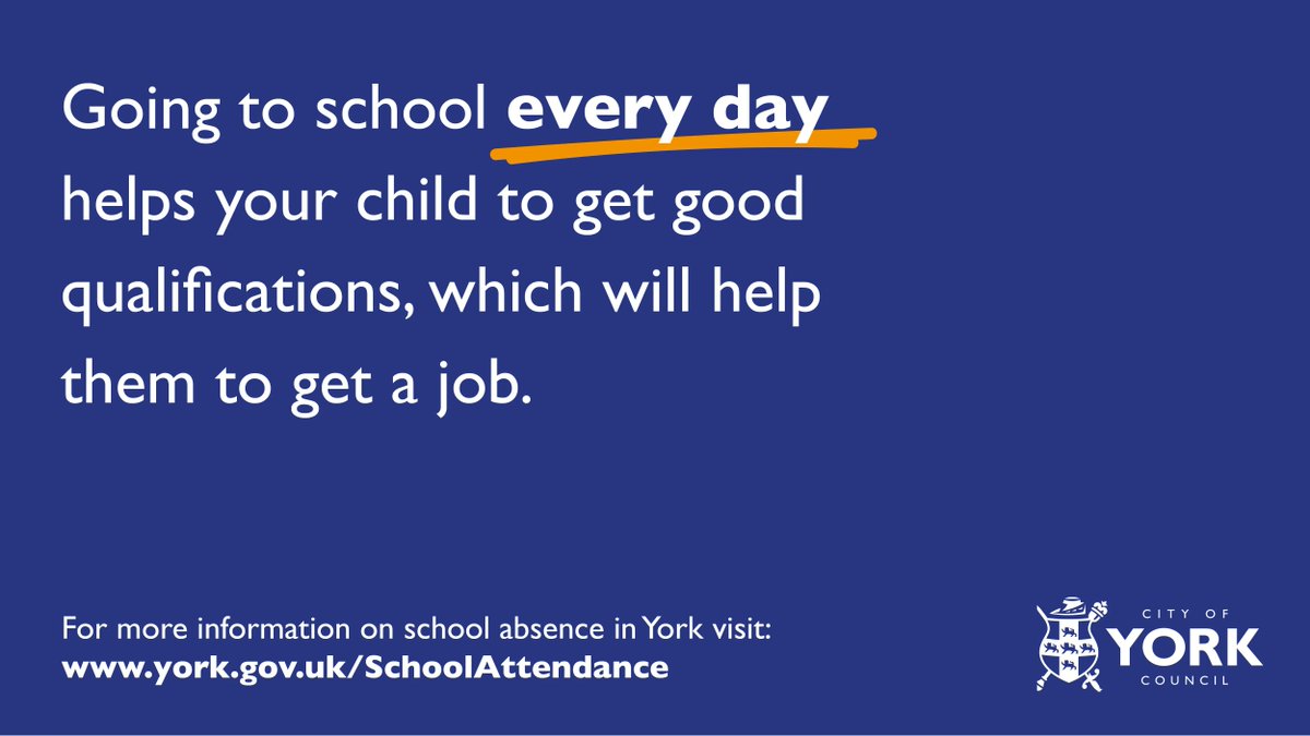 fulfordschool's tweet photo. Going to school every day helps your child to get the good qualifications, which will help them to get a job #GoingInNotMissingOut https://t.co/xpqKkpr0eu