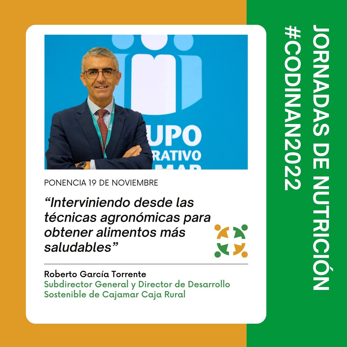 DN_Andalucia's tweet photo. 📢 JORNADAS DE NUTRICIÓN #CODINAN2022 📢
En estos días os iremos presentado a los ponentes que participarán en las Jornadas de Nutrición #CODINAN 2022. https://t.co/72uKgN1wMC