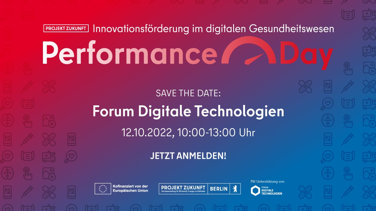 ZukunftBerlin's tweet photo. Weniger als einen Monat bis zum #ProjektZukunftPerformanceDay und wir sind stolz, mit @DocCirrus, #Mika, @nia_helferin und @mediaireAI solch tolle Erfolgsgeschichten aus dem #DigitalHealth-Bereich dabei zu haben. Zur Anmeldung ➡️ https://t.co/apEspM29g9 @PR_ibb @SenWiEnBe https://t.co/4VwvV1vk1F