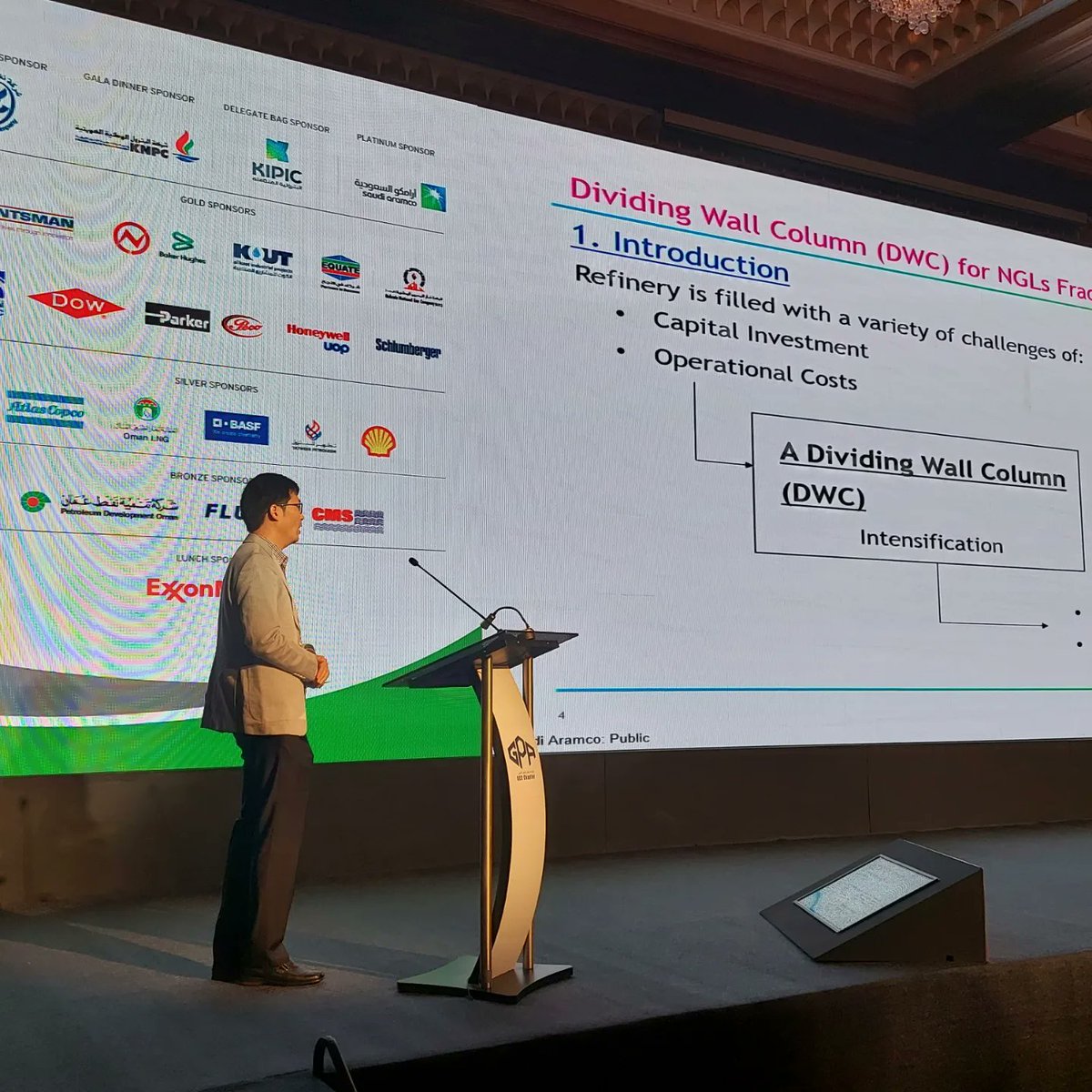 gpa_gcc_chapter's tweet photo. #Day3 Morning Session
Presenter: Hae Yong Noh, @aramco
Topic: Integrating De-Butanizer column with De-Propanizer column state of the art technology
#GPAGCCChapter #gasprocessing #gpagcc #day3 #oilandgasindustry #kuwait #conference #Exhibition #speaker #session #technicalsession https://t.co/cpbK8DIHFL