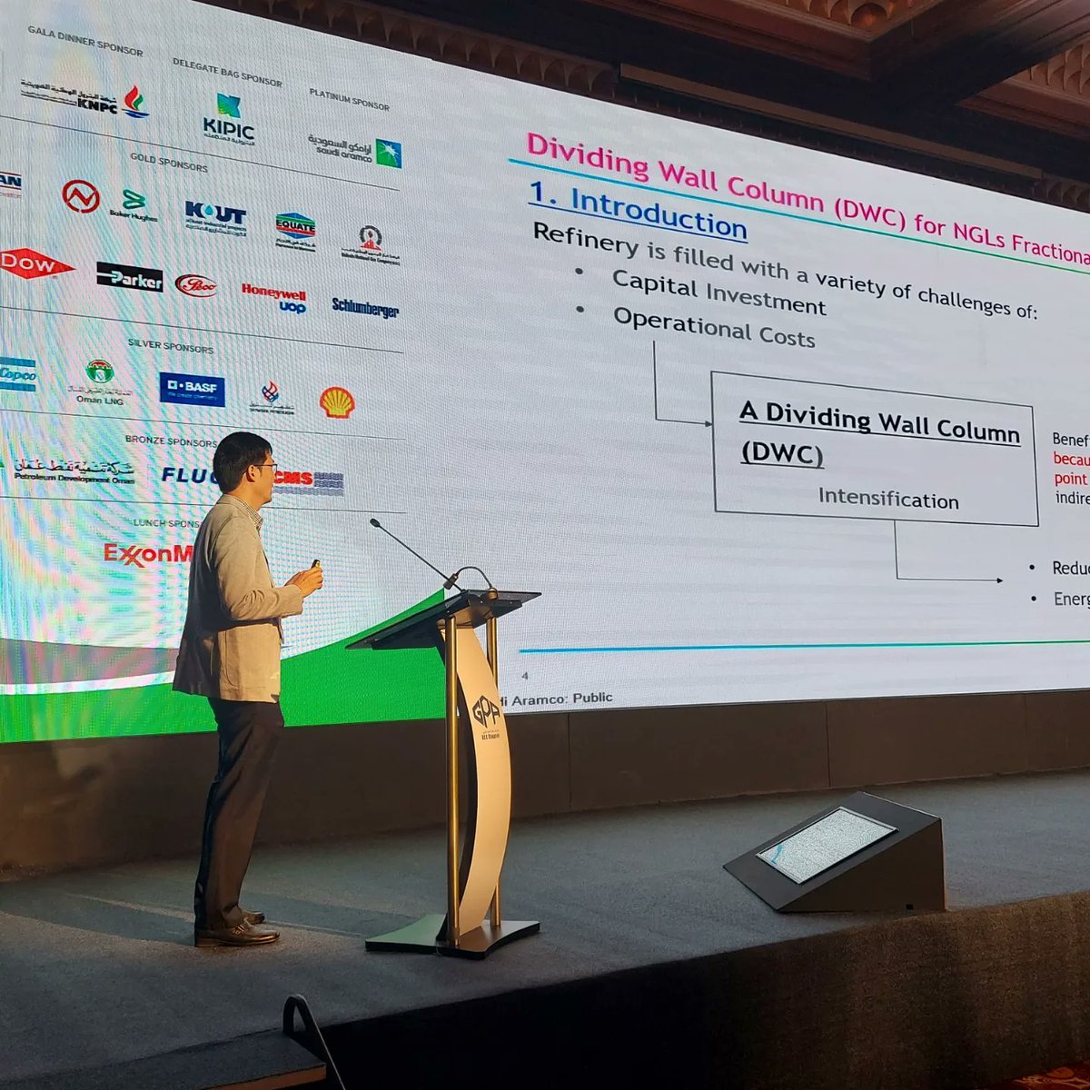 gpa_gcc_chapter's tweet photo. #Day3 Morning Session
Presenter: Hae Yong Noh, @aramco
Topic: Integrating De-Butanizer column with De-Propanizer column state of the art technology
#GPAGCCChapter #gasprocessing #gpagcc #day3 #oilandgasindustry #kuwait #conference #Exhibition #speaker #session #technicalsession https://t.co/cpbK8DIHFL