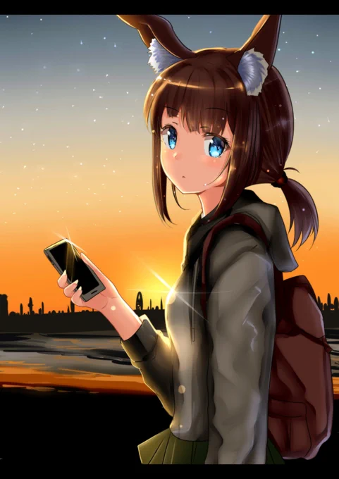 黄昏時のケモ耳少女 