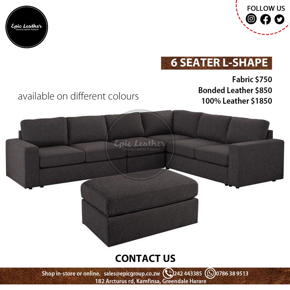 We take care of your comfort. Contact or visit us today at number 182 Arcturus road Kamfinsa shopping centre, Greendale

#epic #epichome #epicfurniture #epicleather