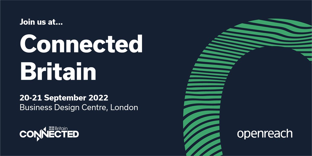 WeAreOpenreach's tweet photo. We’re excited to be attending the #ConnectedBritain conference today!

Details:
📅 20-21st September 
📍 Business Design Centre, London 
🗣️ 5 Openreach speakers 

We look forward to the discussions and hope to see you there!

#WeAreOpenreach @ConnBritain https://t.co/jWlquM6NdH