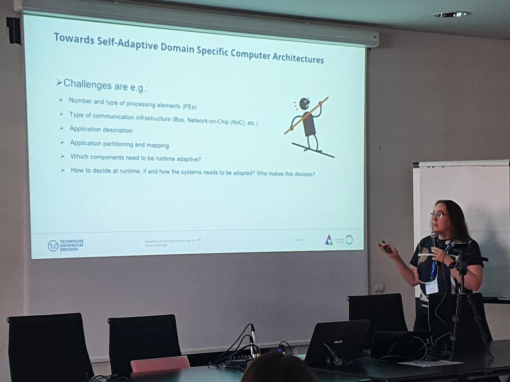 CPSschool24's tweet photo. Today, Diana Goehringer is engaging us in #adaptivity at #architecture level to cope with the #reactive and #dynamic nature of #CPS! 
@tudresden_de https://t.co/u2kkIWfLYI