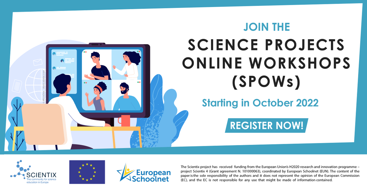 scientix_eu's tweet photo. π» Register for our Science Projects Online Workshop (SPOW) 14
β Each #SPOW runs over a three-week period
β Earn a recognised certificate of participation
π Register here: https://t.co/ZkFql2OlNO
#OnlineScienceWorkshops https://t.co/4fQHmkQjlv