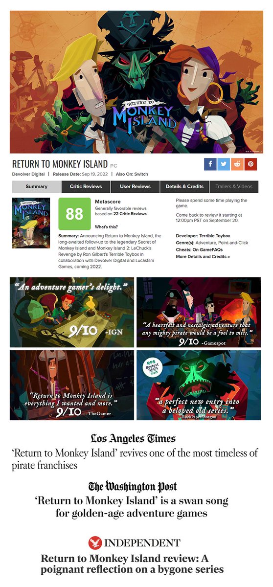 craigderrick's tweet photo. I'm overwhelmed by the response to Return to Monkey Island. https://t.co/N6MVIWPZx0