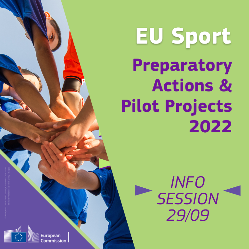 EuSport's tweet photo. Are you preparing a proposal for one of the EU Sport Preparatory Actions &amp; Pilot Projects calls 2022?

Join the info session organised by #EACEA on 29/09 at 9:30 CEST to learn how to apply.

Sport for people &amp; Planet
Grassroots sports programmes and infrastructure innovation