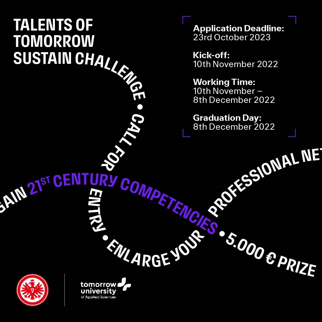tomorrow_uni_'s tweet photo. Applications for the #TalentsofTomorrow challenge are now open! We invite all #changemakers to make an impact and experience challenge-based learning with us!
Learn more and apply: https://t.co/wRUU00FLHU
@crebernik7791 #ToUForToday #EintrachtDigital https://t.co/u7uTknToFa