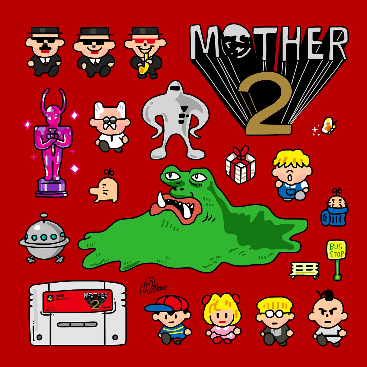 「MOTHER2のみなさん 」|さとうまりえのイラスト