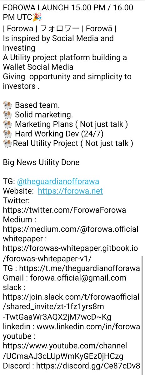 ForowaForowa's tweet photo. LAUNCH 15.00 PM UTC 20 SEPTEMBER
#forowa #BSCGems #BSCGemsAlert #cryptocurrency #forowaforowa #NFTCommunity #NFTGiveaways #NFTJapan https://t.co/JHH8muzAHj