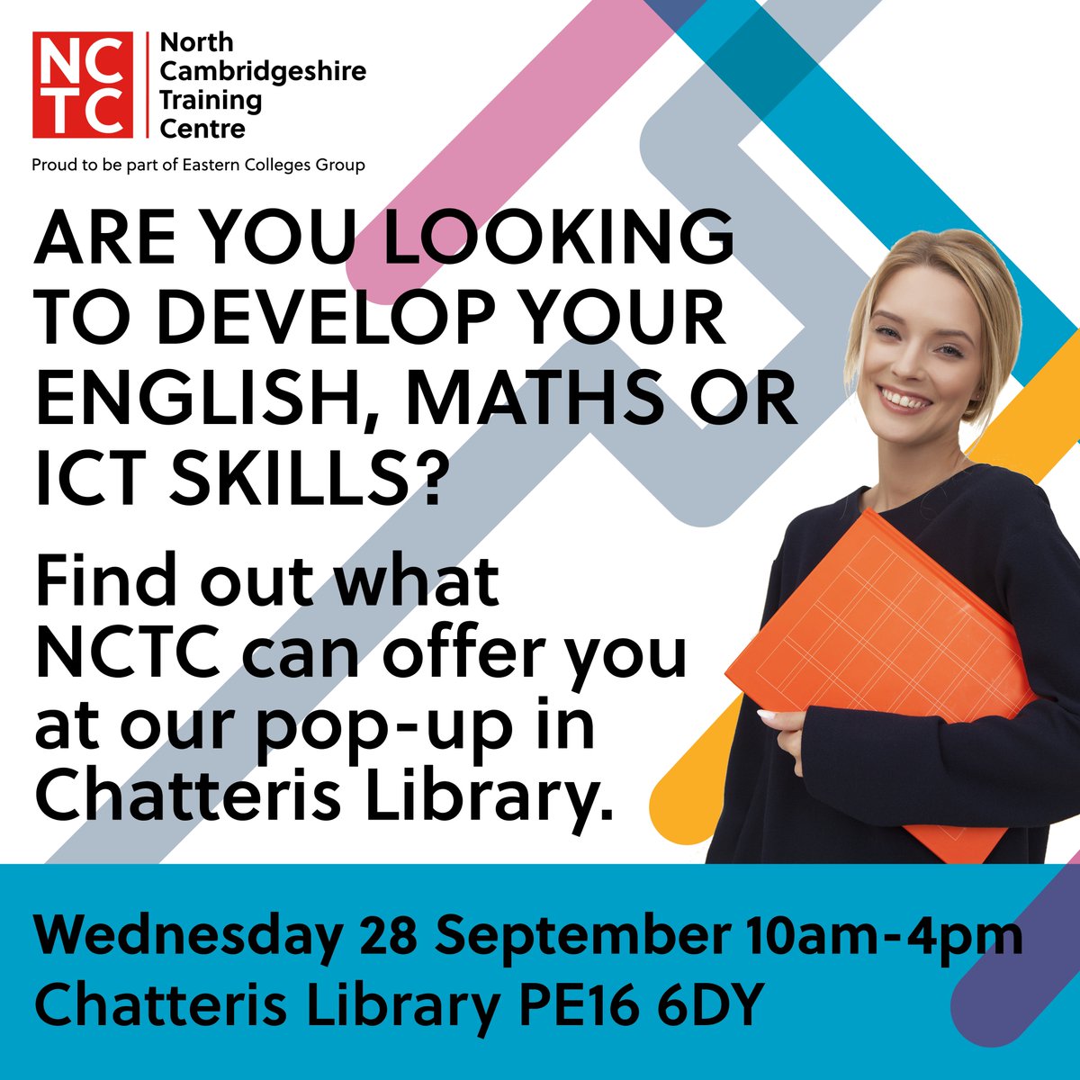 nctcchatteris's tweet image. The NCTC team are going to be at #ChatterisLibrary next week.
Come along and find out what NCTC has to offer you!

#Fenland
#lifelonglearning 
#skillsforlife
#essentialskills
#professionaldevelopment 
#adulteducation