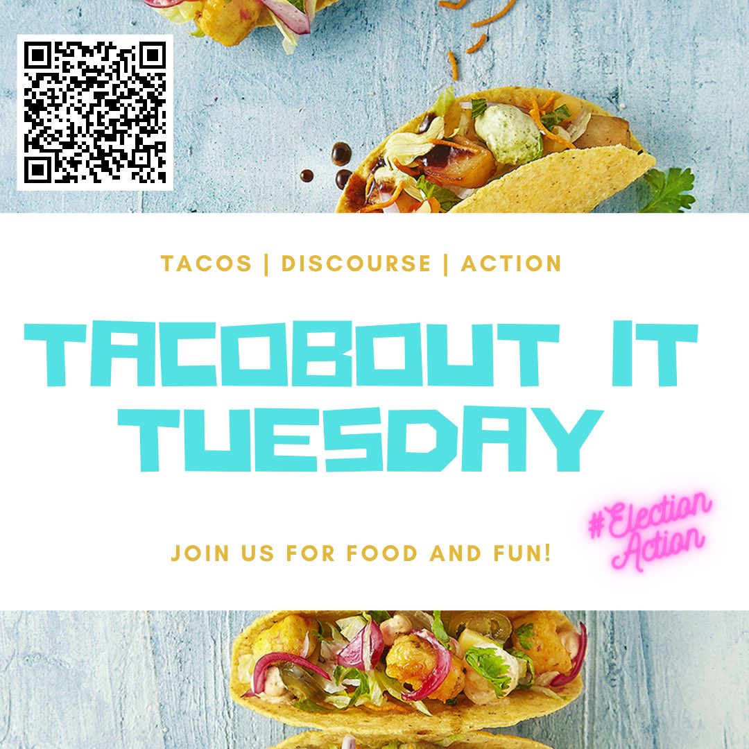 DemsAbroadChina's tweet photo. It’s #TacoTuesday!
Join us at El Santo in SH tonight, from 7-9PM. Stop by for 20¥ tacos & to register to vote. Not in #Shanghai? Scan the QR code, there will be a zoom component from 7:30-8:30 🌮
#CripTheVote #RegisterTogether #Elections2022 #Vote @DemsAbroadHC @ProDA2022 https://t.co/Oe8013gKkV