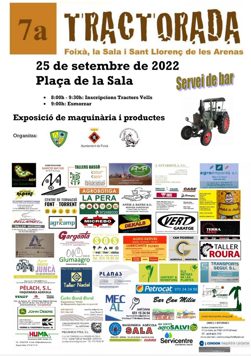 FedADFGavarres's tweet photo. Aquest proper diumenge 25 de setembre les ADF tindrem stand a la tractorada de Foixà, La Sala i Sant Llorenç de les Arenes. Comptarem amb la nova furgoneta del @sfadfcat preparar per a events i fires. Us convidem a venir a l'activitat i estarem encantats de saludar-vos. https://t.co/s3rkxa9mtn