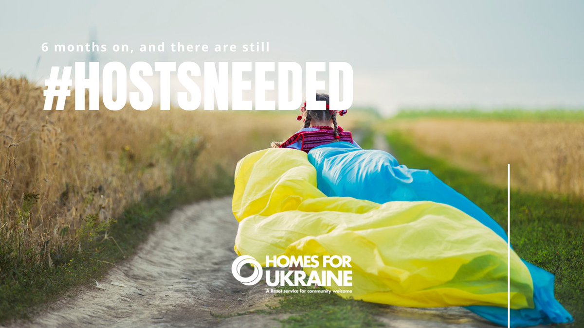 It’s been 6 months since #HomesforUkraine launched.
 
Many of you have opened your homes to Ukrainian refugees.
 
However, we need more hosts. There are still many Ukrainian refugees seeking sponsors in the UK.
 
6 months on, there are still #HostsNeeded

A #thread🧵 1/5