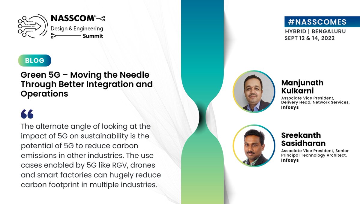 NasscomEvents's tweet photo. #NASSCOMblog
How can 5G act as an enabler for a greener, sustainable world?
Learn what green means in communication networks and the 5G impact in the blog by Manjunath Kulkarni, and Sreekanth Sasidharan of @Infosys.
Read now: https://t.co/GNXsTg4Yim
#nasscomES https://t.co/Mk9BBmB2WY