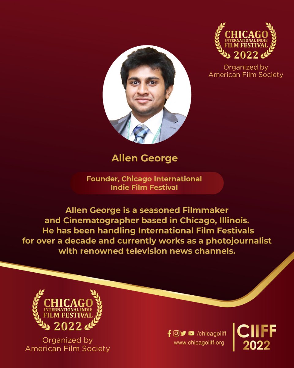 ChicagoIIFF's tweet photo. Introducing our Founders #Part 1/2
@AllenGeorgeMed1 - A seasoned Filmmaker and Cinematographer based in Chicago, Illinois.

#CIIFF is all set for 2022!
Have you submitted your entries yet?👀 

#LinkInBio for film submission. https://t.co/8kerM3jnB9