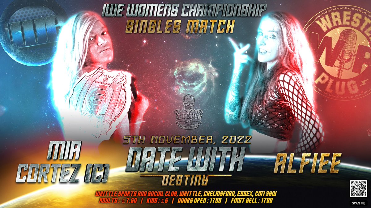 7th match announced for Date With Destiny!

<a href="/MiaCortezGodde1/">Mia_Cortez_GoddessOfDragons</a> (c) vs Alfiee 🤼‍♀️

🗓 November 5th, 2022
🤼‍♂️ #DateWithDestiny 
🗺 Writtle Sports &amp; Social Club 
🕔 17:00
💷 £5/£7.50/£20
🍻 Bar facilities available 

Tickets available on the door or at eventbrite.co.uk/e/iwe-presents…