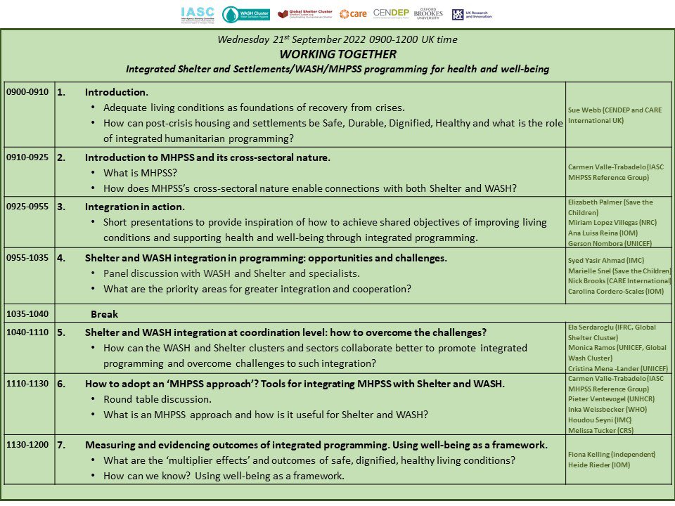 SueWebbUK's tweet photo. It’s tomorrow! Register today to join a free online learning event on how integrated #Shelter, #WASH and #MHPSS humanitarian programming can support health and #well-being. https://t.co/S8Ky7ciNXC https://t.co/RKlS3jsnkH