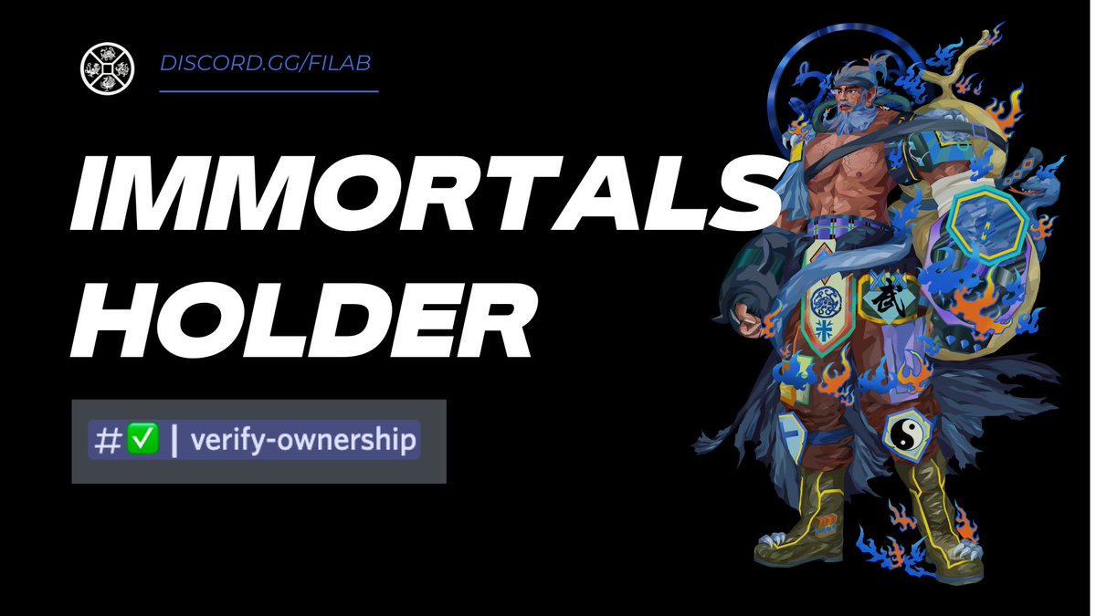 To Immortals:
We have about 8900 unique nft holders.
We invite you join into our discord. And please verify ownership.
Discord.gg/filab
Together, we will make our project great!
#fourimmortals #nft